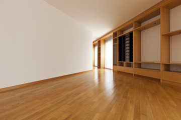 Fototapeta premium beautiful apartment, interior, wall cabinet in empty room