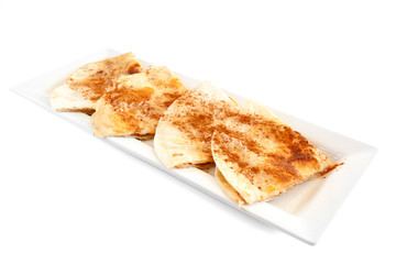 Sweet tortilla dessert with cinnamon