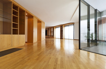 beautiful apartment, interior, empty room with windows