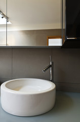 beautiful apartment, interior, bathroom, sink and mirror