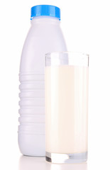 glass and bottle and milk