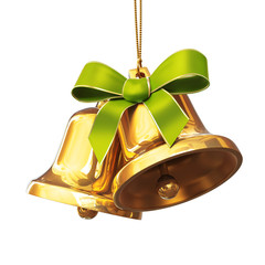 Pair of golden bells with green bow