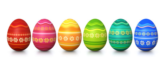 Colorful painted easter eggs - panorama