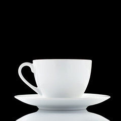 White coffee cup over black background