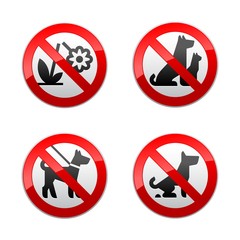 Set prohibited signs - animals