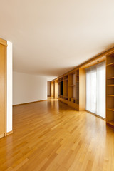 beautiful apartment, interior, wall bookcase in empty room - obrazy, fototapety, plakaty