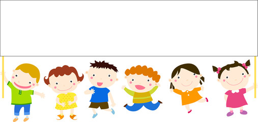 Multicultural children and banner