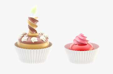 Two glossy cakes isolated