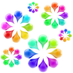Obraz na płótnie Canvas Glossy stylized flower icons isolated on white