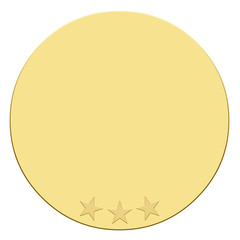 Plaque ronde trois &eacute;toiles en or