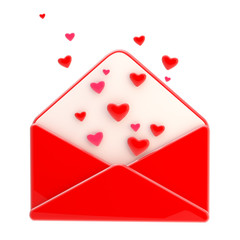 Love letter emblem as red envelope with hearts