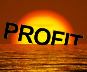 Profit Word Sinking As Symbol for Unprofitable Business And Fail - obrazy, fototapety, plakaty