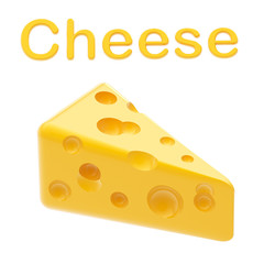 Stylized pyramid of glossy yellow cheese isolated
