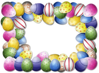 Colorful painted egg as a frame