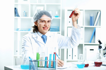 Young scientist working in laboratory