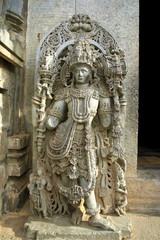 Fototapeta na wymiar Sculptural details-Hoysala temple, Halebidu, Karnataka, India