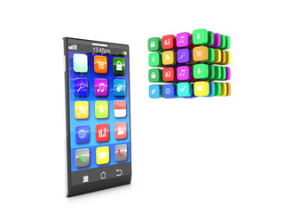 3d an illustration color cubes with the image of icons