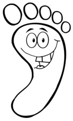 Outlined Human Foot Print Cartoon Character