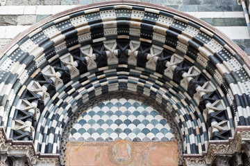 Arch in Saint Lawrence (Lorenzo) Cathedral in Genoa, Italy