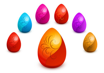 Easter eggs on white