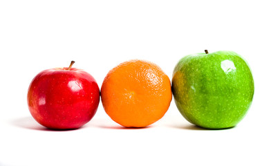 Orange, red and green apples