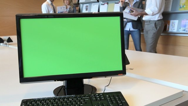 Green screen desktop set on room table