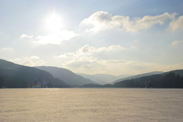 Frozen lake, Titisee, Schwarzwald, Germany