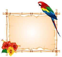 Parrot and bamboo frame