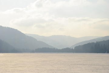 Frozen lake, Titisee, Schwarzwald, Germany