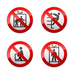 Set prohibited signs - elevator