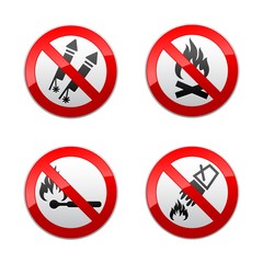 Set prohibited signs - fire