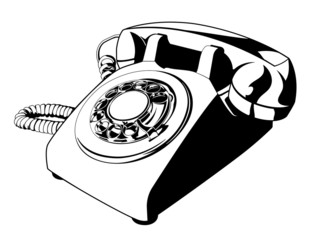 Black and White Rotary Phone