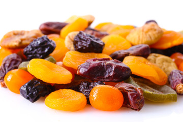 Dried fruits isolated on white