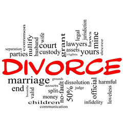 Divorce Word Cloud Concept Scribble in Red