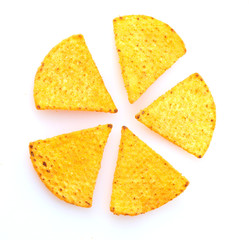 tasty potato chips isolated on white