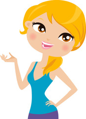 vector portrait of a young woman isolated on white background