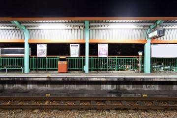 Train station in Hong Kong at night