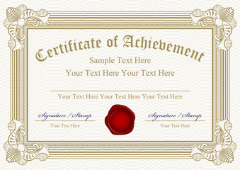 Vector certificate of achievement with wax seal