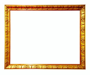 gold picture frame. Isolated over white background