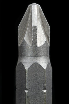 Screwdriver Bit Close-Up on Black Background