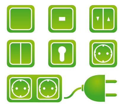 Installationsmaterial, Schalter, Steckdosen