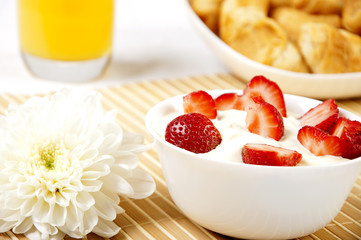 Bowl of Strawberries and Cream