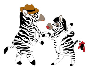 funny cartoon zebras dancing