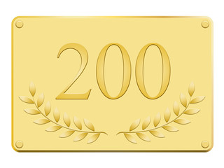 Plaque commémorative 200 en or