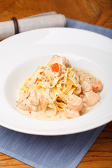 Fettuccine with salmon