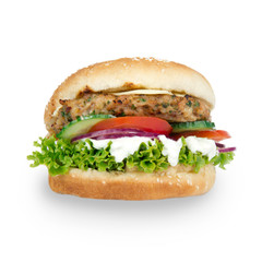 Tasty Hamburger over white