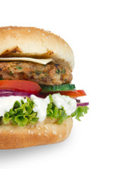 Tasty Hamburger over white