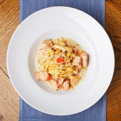 Fettuccine with salmon