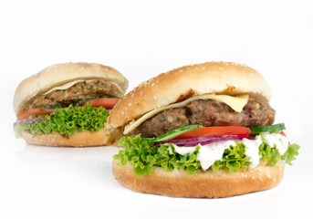 Tasty Hamburger over white