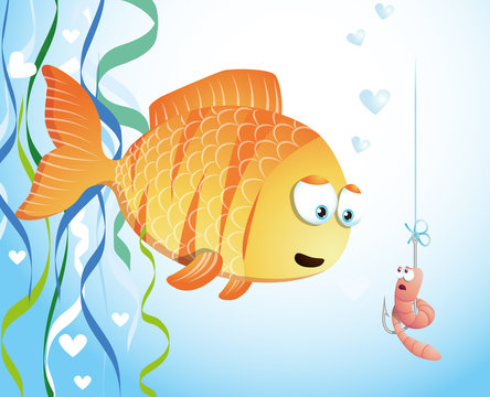Fish fall in love with worm